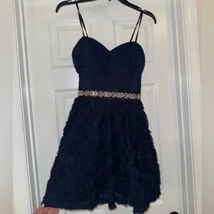 Homecoming Dress Spaghetti Strap Short Navy Blue Dress